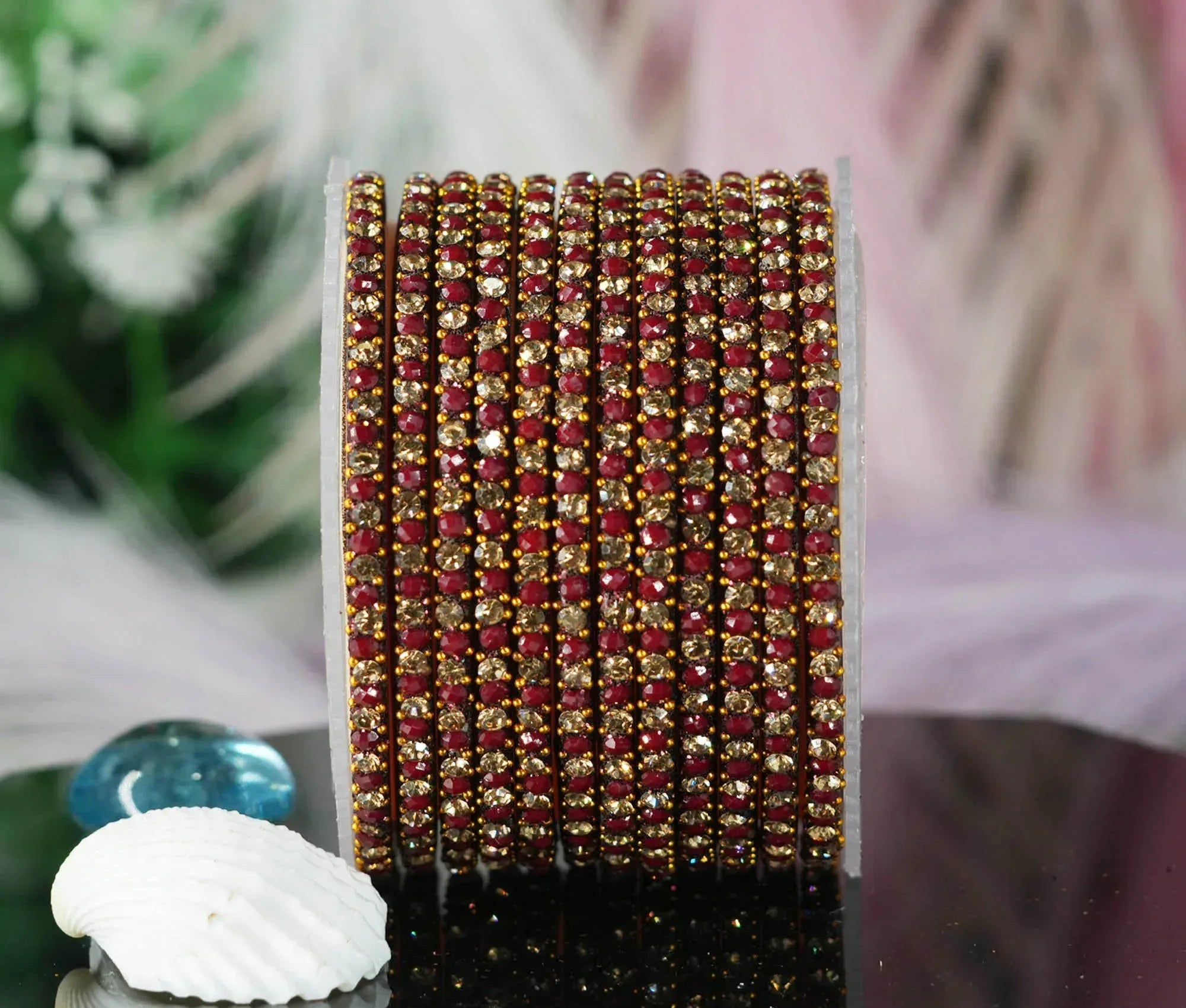 MaroonColorGlassBangles_3 - The Golden Cascade